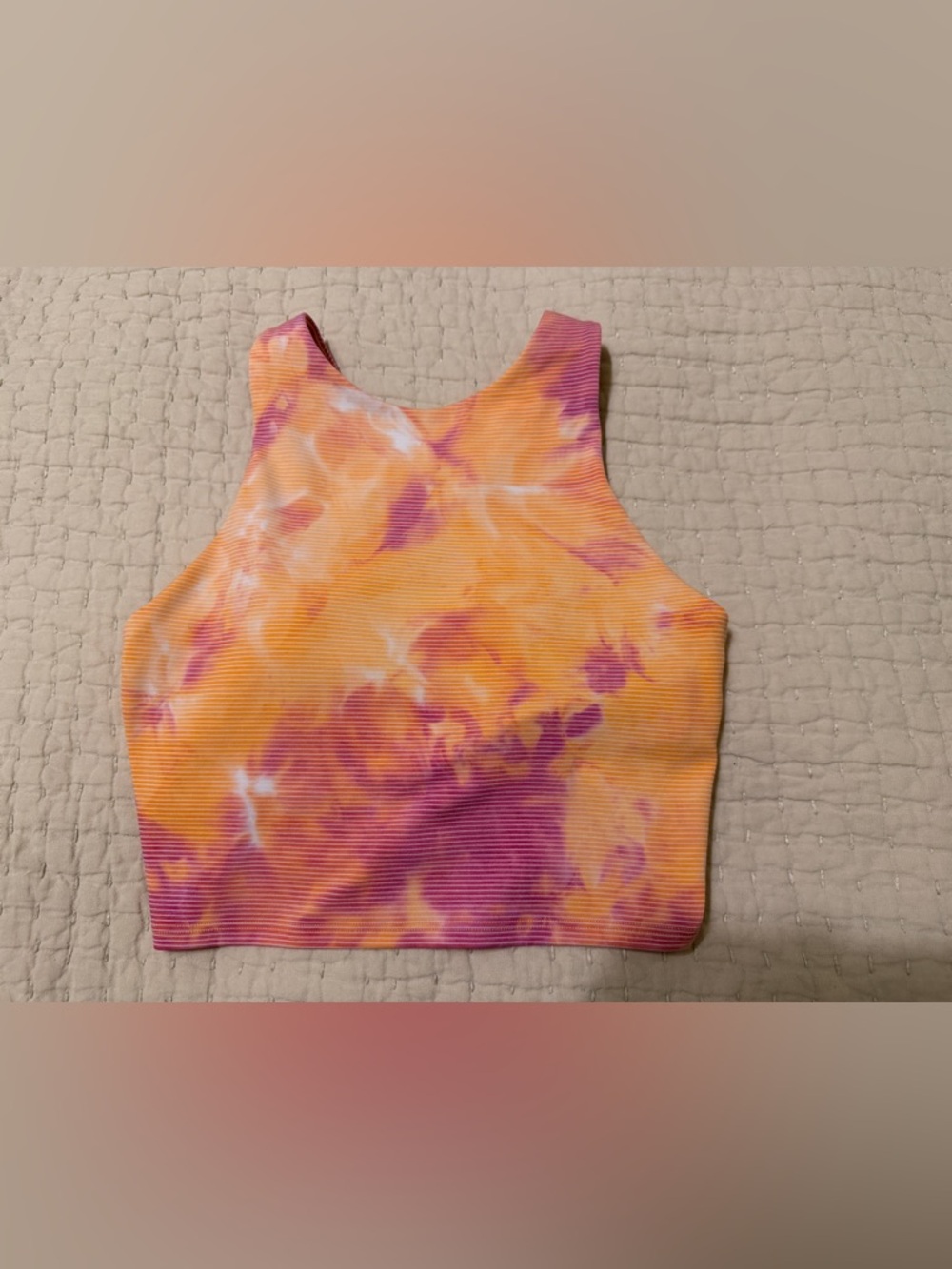 Athleta Orange & Pink Tie-Dye Cropped Tank, Size XS